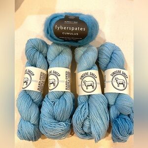 Sincere Sheep Fingering Weight Yarn Bundle & Fyberspates Cumulus St Barts Blue